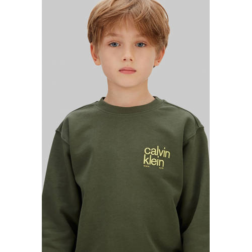Calvin Klein sweater groen Jongens Katoen Backprint