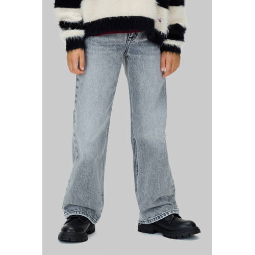 Calvin Klein high waist wide leg jeans grey denim Grijs Effen