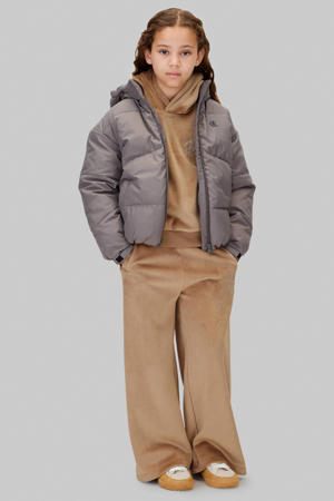 fluwelen hoodie + broek lichtbruin