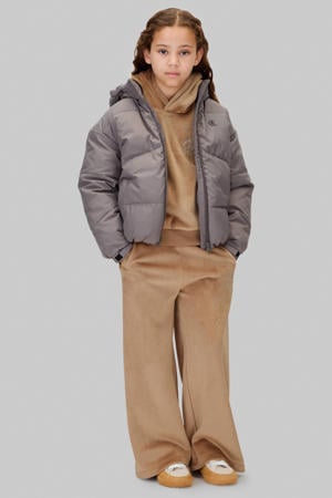 fluwelen hoodie + broek lichtbruin