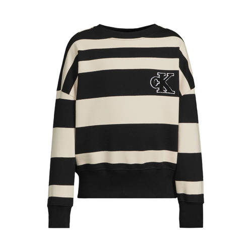 Calvin Klein gestreepte sweater zwart Jongens Katoen Ronde hals Streep - maat 176 afbeelding