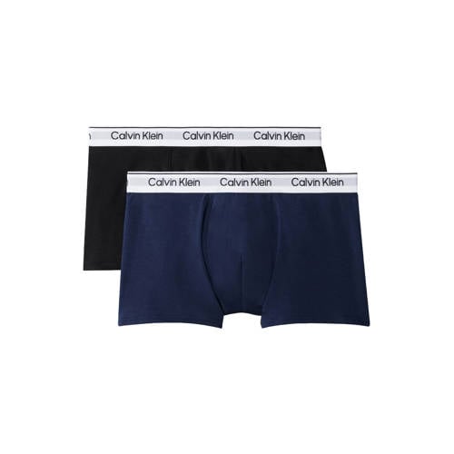 Calvin Klein boxershort - set van 2 donkerblauw/zwart Jongens Stretchkatoen - maat 128-140 afbeelding