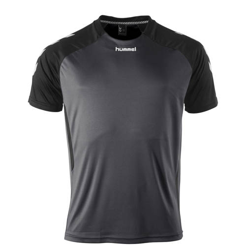 hummel sportshirt grijs/zwart Sport t-shirt Jongens/Meisjes Polyester Ronde hals - maat 152 afbeelding