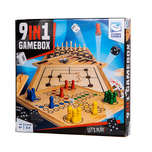 Clown Games 9-In-1 Spellendoos Hout Bordspel | Bordspel van Clown Games afbeelding