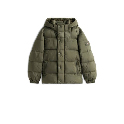 Tommy Hilfiger gewatteerde jas donkergroen Jongens Katoen Capuchon Effen - maat 152 afbeelding