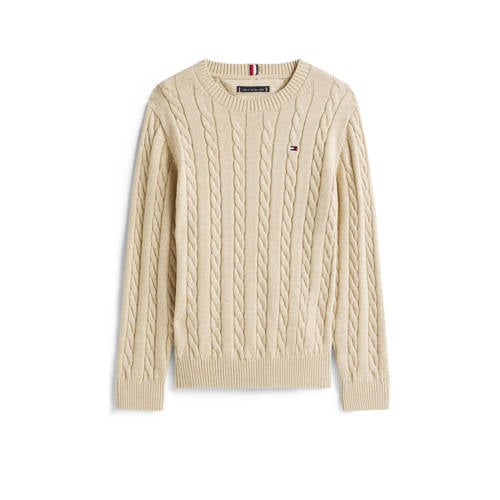 Tommy Hilfiger gebreide trui beige Jongens Katoen Ronde hals Logo