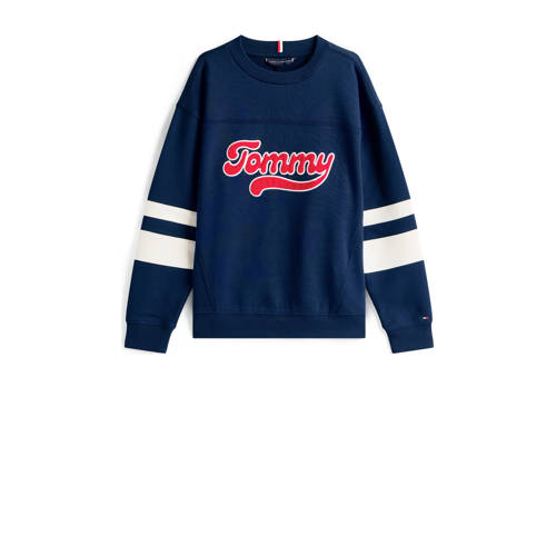 Tommy Hilfiger sweater donkerblauw Tekst - maat 176 afbeelding