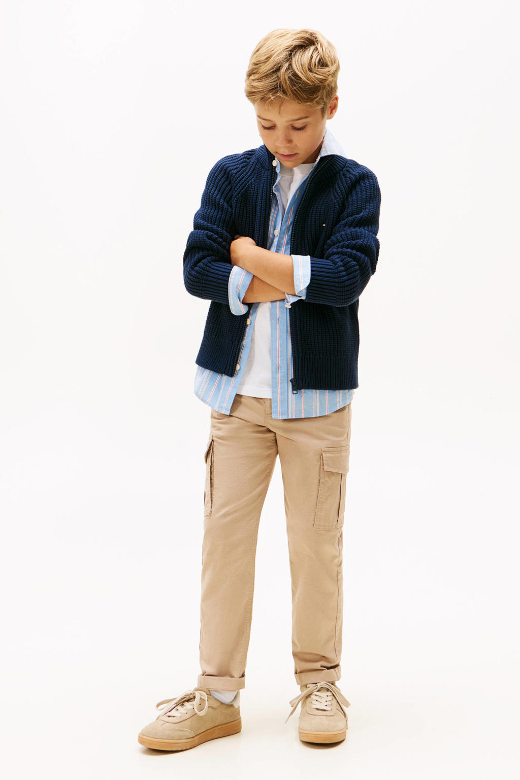 Christian Berg Men Gebreid vest met opstaande kraag in marineblauw