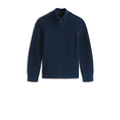 Tommy Hilfiger gebreid vest donkerblauw Jongens Katoen Opstaande kraag - maat 164 afbeelding