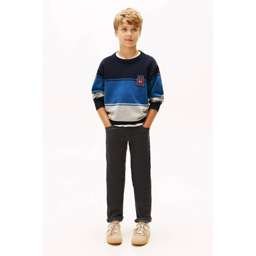 Tommy Hilfiger corduroy baggy casual broek zwart Effen