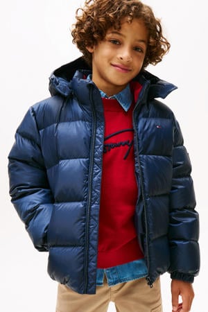 gewatteerde jas donkerblauw