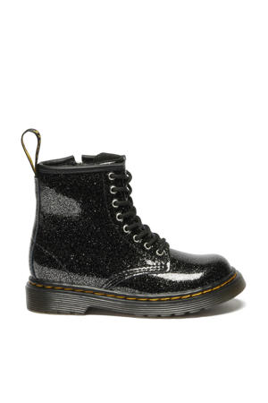 1460 T leren veterboots met glitters zwart