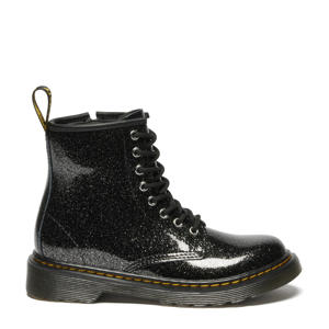 1460 J leren veterboots zwart/zilver glitter