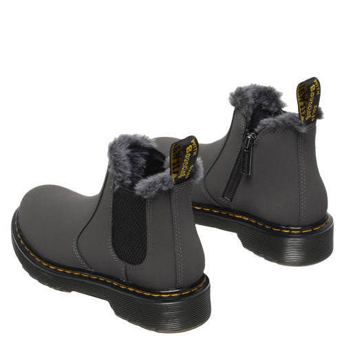 Dr. Martens 2976 Leonore gevoerde suède enkelboots Gunmetal Soho Buck Grijs Jongens/Meisjes Suede