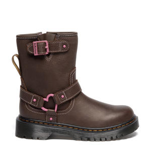 Genaya J leren bikerboots donkerbruin