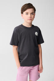 thumbnail: Grijze jongens Shoeby T-shirt van katoen met mixprint, korte mouwen en ronde hals