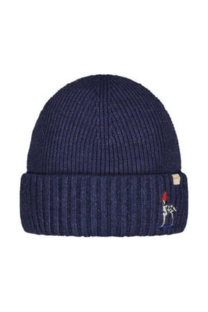 rib gebreide muts donkerblauw