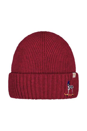 rib gebreide muts rood