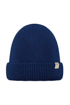 rib gebreide muts donkerblauw