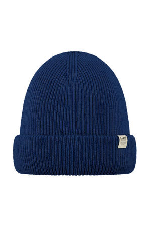 rib gebreide muts donkerblauw