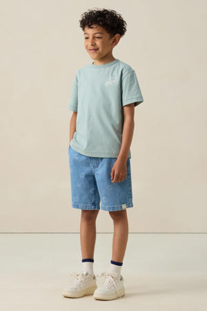 denim short medium blue denim
