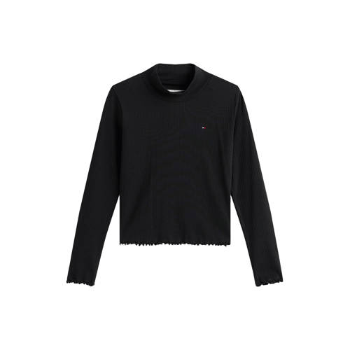 Tommy Hilfiger longsleeve zwart Meisjes Stretchkatoen Ronde hals Effen - maat 176 afbeelding