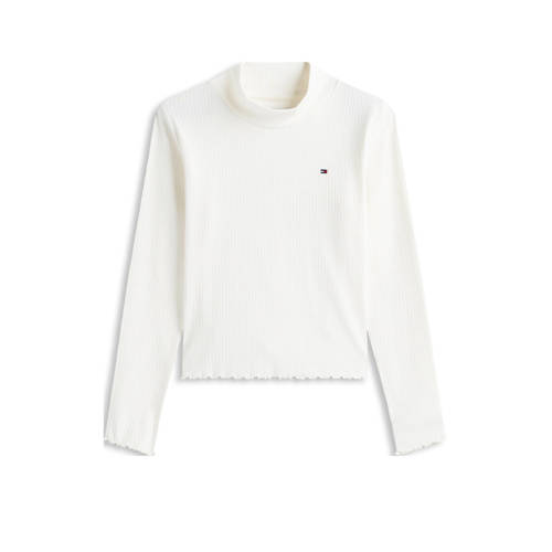 Tommy Hilfiger longsleeve wit Meisjes Stretchkatoen Ronde hals Effen - maat 128 afbeelding