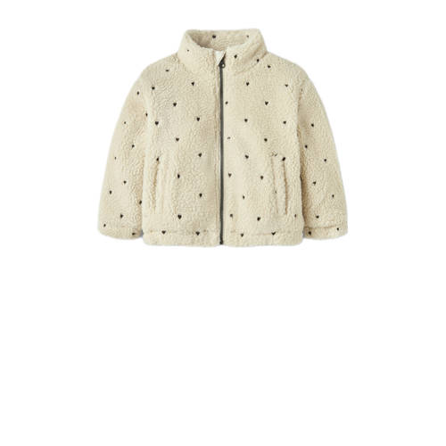 LIL' ATELIER MINI teddy tussenjas met all over print ecru Meisjes Polyester Opstaande kraag - maat 122/128 afbeelding