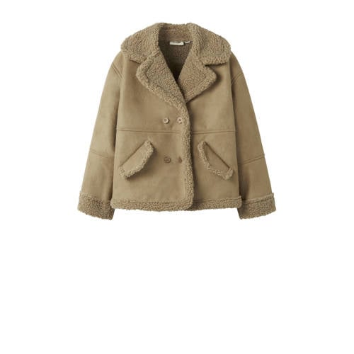 LIL' ATELIER MINI lammy coat bruin Jas Jongens/Meisjes Polyester Reverskraag