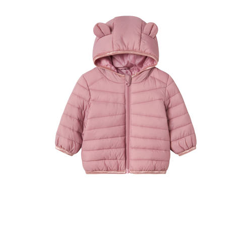 NAME IT BABY gewatteerde jas roze Meisjes Nylon Capuchon Effen