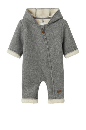 babypak met wol en teddy grijs/beige