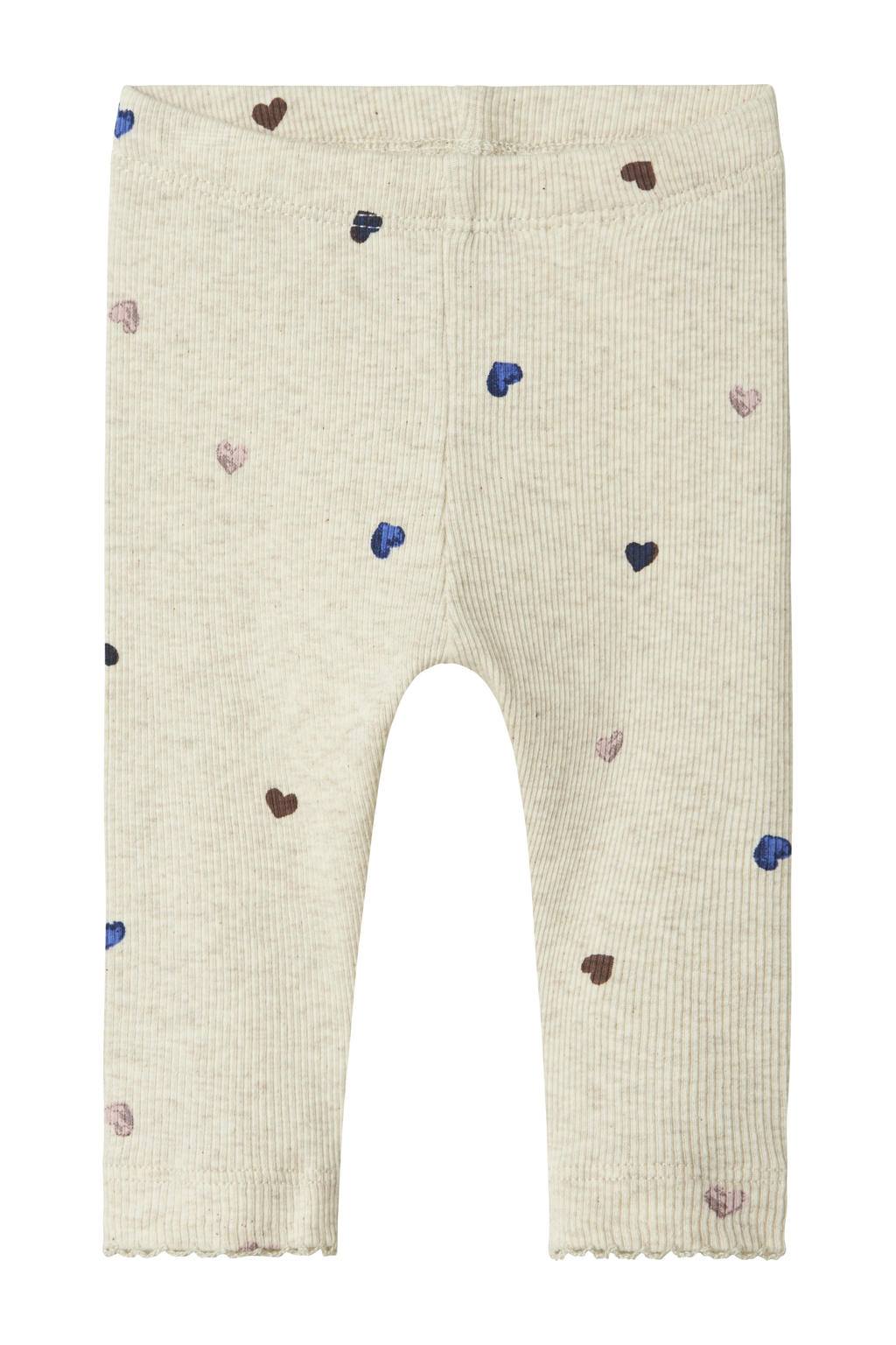 Beige meisjes NAME IT BABY legging van stretchkatoen met regular fit, elastische tailleband en hartjesprint