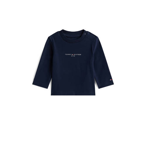 Tommy Hilfiger longsleeve marineblauw Jongens/Meisjes Stretchkatoen Ronde hals