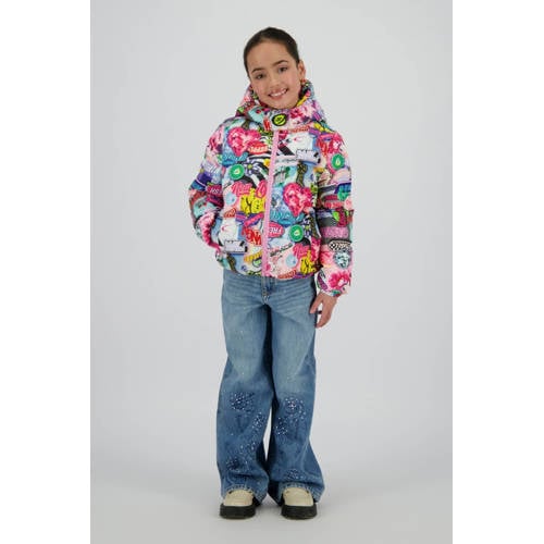 Vingino gewatteerde jas roze Meisjes Polyester Capuchon All over print