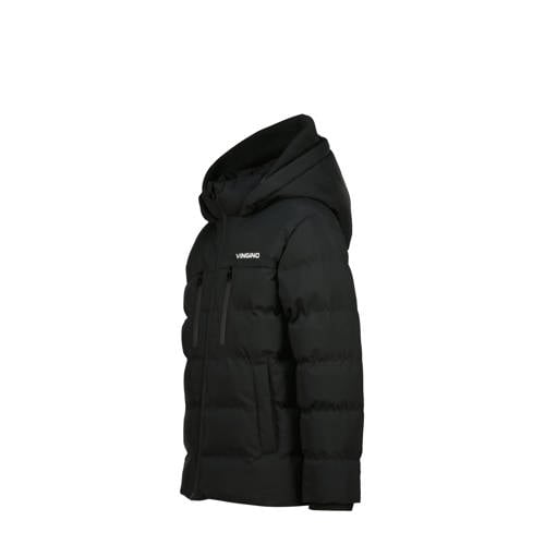 Vingino gewatteerde jas zwart Jongens Polyester Capuchon Effen