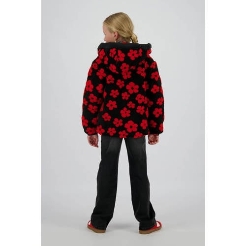Vingino teddy reversible jas zwart Bloemen