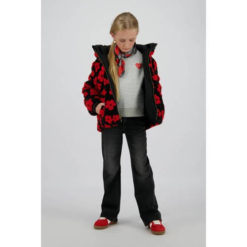 Vingino teddy reversible jas zwart Bloemen