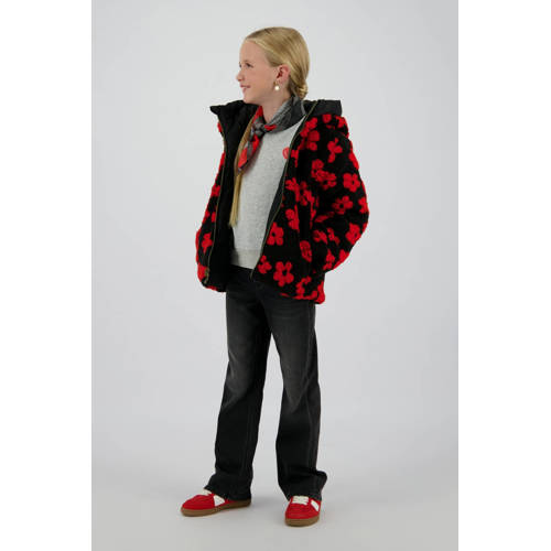 Vingino teddy reversible jas zwart Bloemen