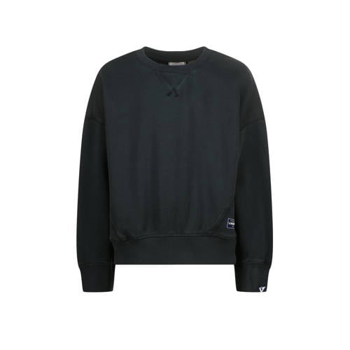 Vingino sweater zwart Jongens Katoen Ronde hals Effen