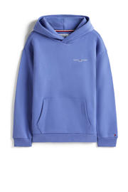 thumbnail: Blauwe jongens en meisjes Tommy Hilfiger hoodie van sweat materiaal met logo dessin, lange mouwen en capuchon