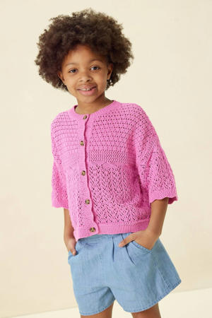 gebreid vest roze ajour