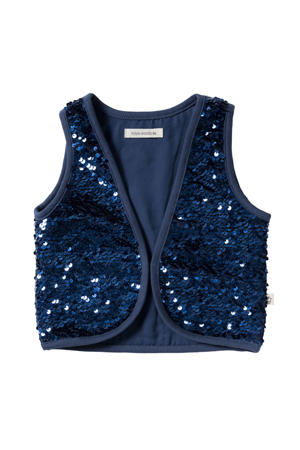 gilet blauw met pailletten