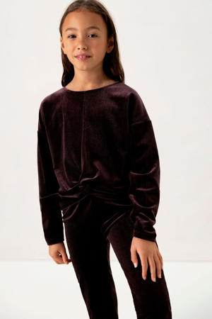 velours longsleeve donkerbruin rib gebreid
