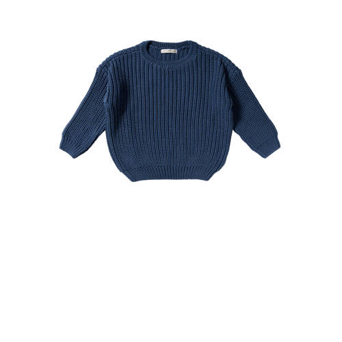 Your Wishes trui blauw grof gebreid Jongens Katoen Ronde hals Effen