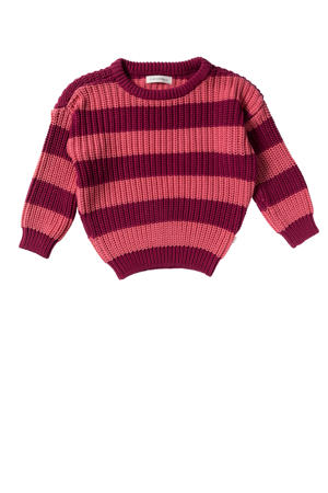 gestreepte trui roze grof gebreid