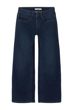 wide leg jeans dark blue denim
