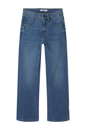 straight leg jeans medium blue denim