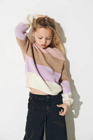 trui roze gebreid roze/beige/lila