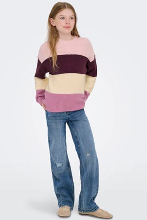 trui gebreid donkerrood/roze/ecru