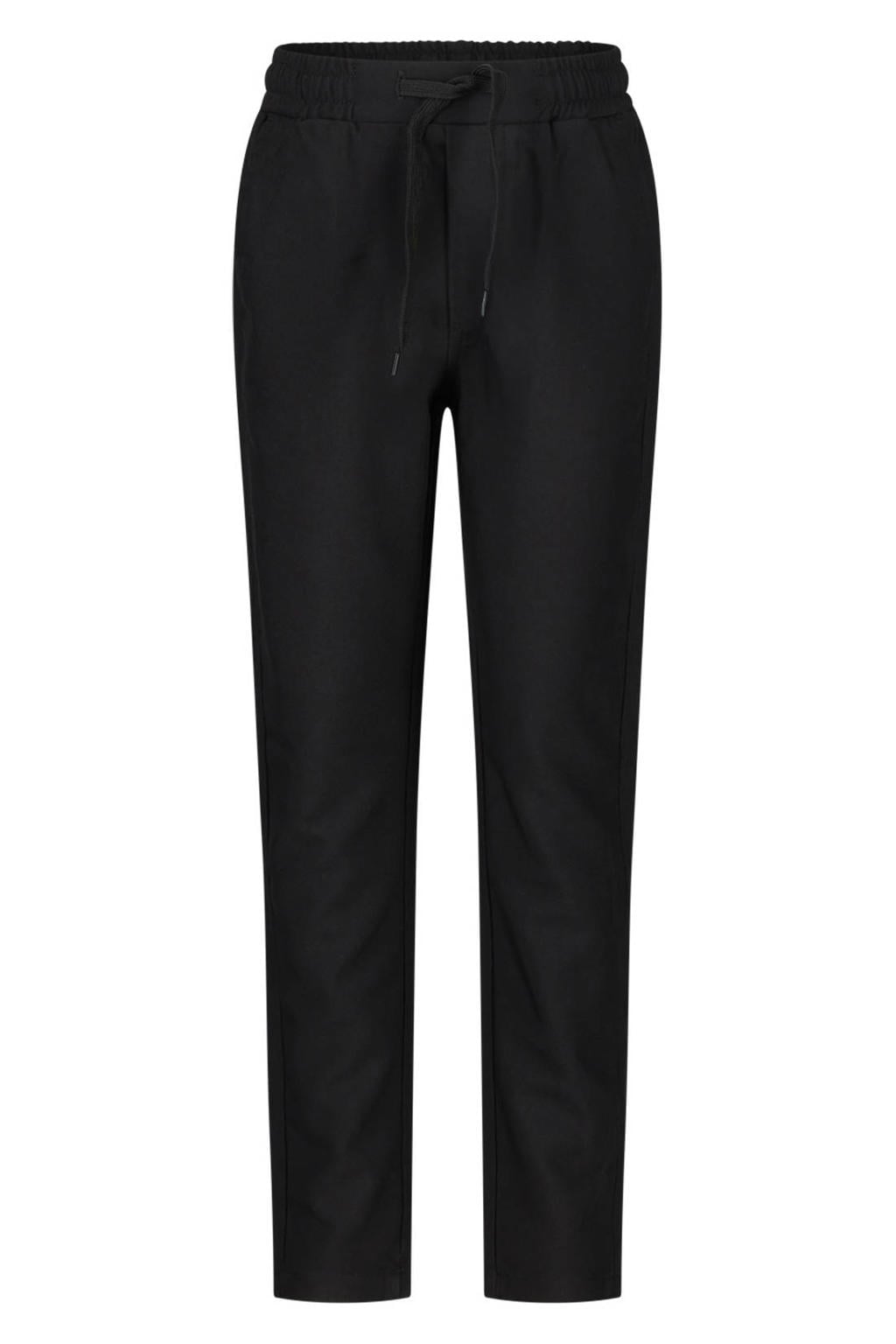 Zwarte jongens TYGO & vito regular casual broek van polyester met elastische tailleband met koord en effen